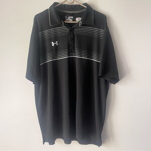Under Armour Polo Shirt Black White Gray Size 2XL